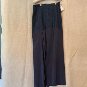 Brunello Cucinelli Navy Blue Denim/Silk Skirt